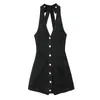 Ropa de Mujer al por Mayor Transfronteriza 2026 Verano Nueva Moda Botón Simple Adelgazante Cuello Halter Espalda Descubierta Mono Corto