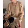 [Lã de Ovelha] Conjunto de Cardigan Malha Suspensório Design Duas Peças Outono e Inverno 2025 Terno Suéter Simples Versátil para Mulheres