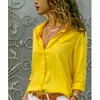 Camisa de Chifón de Manga Larga con Botones y Escote en V Profundo para Mujer de Ebay Amazon
