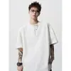 Camiseta de Diseño de Nicho con Media Cremallera para Hombre Cleanfit Estilo Americano High Street Estudiante Cuello Henry de Manga Corta Marca de Tendencia Manga Corta