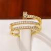 Venta Caliente Transfronteriza lazada Anillo Geométrico Abierto para Índice Femenino Ins Trendy Celebridad de Internet Pequeño Diamante Roto Nudo Cruzado
