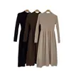 Falda de Punto Ajustada Estilo Hepburn Otoño e Invierno Costuras que Marcan la Cintura Vestido para Mujer Cuello de Media Tortuga Moderno 2024