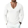 Suéter Casual de Punto Acanalado de Cuello en V Profundo para Hombre 2026 Color Sólido Ajuste Muscular Delgado