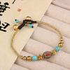 Pulsera de Piedra Natural Estilo Étnico Tibetano Nuevo Retro Simple Personalidad para Hombre y Mujer Serie Cuentas Nepalés Tejida