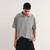Camisa Polo Texturizada de Manga Corta Estilo Old Money para Hombre Verano Retro Americano Camiseta de Punto con Cuello Camisa de Manga Media Corte Limpio