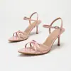 Nuevas Sandalias de Mujer de Verano Casual Simples Estilo Europeo y Americano Punta Fina Versátiles Tacón de Aguja Tira Cruzada Punta Abierta