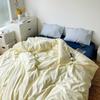 Estilo Ins Coreano Conjunto de Quatro Peças em Algodão Lavado com Cor Contrastante Mesmo Estilo do Livro Vermelho Mistura de Algodão Puro Combinação Livre Roupa de Cama de Algodão Cor Pura