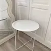 Mesa Redonda Pequena de Luxo Nórdico Leve Portátil Dobrável Mesa de Centro Ins Mini Ferro Forjado Rack de Armazenamento Doméstico Mesa Bandeja Mesa de Canto