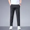 Pantalones Casuales de Seda Helada Ligeros, Transpirables, Microelásticos, de Cintura Alta, Adelgazantes, Combinan con Todo, Nuevos, Semi-elásticos para Hombres