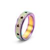 Anillo giratorio esmerilado con estrellas huecas simples de Amazon, de acero inoxidable, para hombres y mujeres, pequeñas joyas de oro fresco.