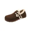 Zapatos de algodón para mujer con forro polar, engrosados, cálidos, de suela plana, nueva colección de invierno 2026, retro y a la moda, versátiles tipo slip-on estilo Birkenstock