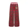 Pantalones de Cuadros Anchos de Estilo Americano Moderno Retro para Mujer, Novedad Primavera 2026, Holgados Versátiles Adelgazantes de Cuadros Casuales Largos