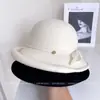 Chapéu Balde de Lã Estilo Hepburn com Laço e Aba Virada para Cima para Mulheres, Chapéu Elegante de Inverno Estilo Chanel, Fedora da Moda para Socialite