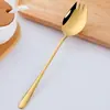 Tenedor y Cuchara Integrados de Acero Inoxidable Ok Tenedor de Doble Propósito Tenedor Occidental Mango Largo Cuchara Tenedor para Postre y Ensalada Tenedor para Pasta Tenedor para Fruta