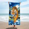Toalha de Praia Microfibra Estampada Reativa Transfronteiriça Toalha Absorvente de Secagem Rápida Toalha de Banho para Férias à Beira-Mar