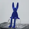 Adornos Modernos de Conejo Sentado Azules con Flocado Oficina de Ventas Sala de Modelos Habitación Infantil Mesita de Noche Decoraciones Ligeras de Moda