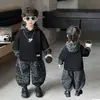 Conjunto de Outono para Meninos Estiloso Lindo Estampa de Leopardo Moletom com Capuz e Calça Conjunto de Duas Peças para Meninos de Tamanho Médio e Grande Conjunto Casual Estiloso