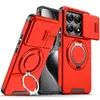 Adecuado para Funda de Teléfono Xiaomi Xm 14t Pro, Protección Completa Contra Caídas y Golpes, Ventana Deslizante, Soporte de Anillo Integrado