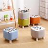 Taburete Cuadrado Grueso de Tela Elástica para Entrada, Sala de Estar, Dormitorio, Taburete para Cambiar Zapatos, Adecuado para Adultos y Niños, Hecho de Madera Maciza