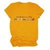 Camiseta feminina redonda de manga curta, estilosa e divertida, para Amazon, Wish e lojas independentes