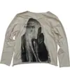 Personalizado Oscuro Europeo Americano ins Impresión Transfronteriza Cuello Redondo Top Camiseta de Manga Larga Jersey Retro Casual Tendencia de Estilo Callejero