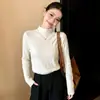 Suéter de punto con textura de cuello semi-alto para mujer, capa interior elegante de alta gama para otoño, se puede usar como capa exterior, top ajustado y favorecedor