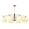 Lámpara Principal para Sala de Estar Estilo Retro Americano Lámpara de Dormitorio Candelabro de Dormitorio Estilo Francés Lámpara de Comedor Viento Silencioso de Madera Maciza Lámpara Nanyang