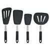 Utensilios de cocina de silicona cocina para cocinar freír espátula de acero inoxidable espátula utensilios de cocina espátula densa espátula para escurrir espátula de silicona juego de 4 piezas