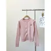Nuevo Cardigan de Punto Coreano Estilo Dulce con Bordado de Lazo y Textura de Cáñamo, Manga Larga, Suéter Rosa para Mujer 2024