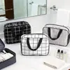 Bolsa de Tocador a Cuadros Bolsa de Almacenamiento para Viaje Impermeable Gran Capacidad Bolsa de Ducha Bolsa de Almacenamiento de PVC Bolsa de Cosméticos Al por Mayor Portátil