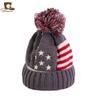 Popular Invierno Europeo y Americano Gorro de lana para Niños Gorro de punto con pompón de bandera americana y británica gorro de bebé JDKM-01