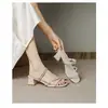 Sandalias para Mujer Estilo Hada Modelo Nuevo 2026 con Tiras de Pedrería, Tacón Grueso Sandalias Romanas de Tacón Alto, Tendencia Calzado de Verano para Mujer de Dos Formas de Usar