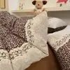 Conjunto de cama INS de gaze dupla camada 100% algodão quatro peças, nova capa de edredom de renda 100% algodão, lençol de cima, lençol com elástico para quarto principal 1.8