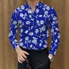 Moda Transfronteriza 2026 Camisa de Manga Larga para Hombre Cardigan con Estampado de Rosas Impresión 3D Trendy Casual Versátil