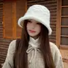 Sombrero de pescador tejido a crochet retro para mujer, sombrero de color liso estilo coreano para otoño e invierno, adelgazante, protector de orejas, sombrero tipo cubo para circunferencia de cabeza grande
