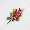 Decoraciones Navideñas Transfronterizas, Accesorios para Ramo, Copos de Nieve, Bayas de Acebo, Piñas de Plástico Artificiales, Combinación de Conjunto de Ramas Pequeñas