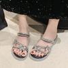 Pantuflas Francesas para Verano para Mujer 2025 Nuevas Decoradas con Pedrería de Mariposa Slip-Ons Estilo Hada Sandalias de Playa Dos Usos