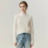 Suéter de cachemira listo para usar de primera línea con cuello semi-alto, simple, cálido para otoño e invierno, bueno para usar en capas, elegante, suave y sedoso, versátil, suéter base de punto