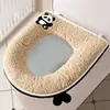 Cubierta de Asiento de Inodoro de Felpa Engrosada con Cremallera Cálida de Invierno Cojín de Asiento de Inodoro para el Hogar Anillo de Inodoro Lavable Lindo de Dibujos Animados