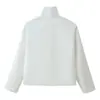 Nueva colección de otoño de ropa para mujer estilo europeo y americano: Prenda de abrigo de color liso, moderna, elegante y versátil, con cuello mandarín y botones decorativos