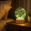 Luz Nocturna Pequeña 3D Estilo Chino, Regalo Recargable de Madera Maciza con Acrílico Redondo Grabado, Regalo del Festival del Medio Otoño, Regalo Corporativo del Festival del Medio Otoño