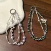 Nueva Cadena para Teléfono de Aleación de Cristal con Poni y Correa de Muñeca de Perla, Cordón de Alta Gama para Bolsos, Doble Capa y Exquisito