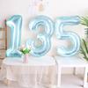 Globo Digital de Película de Aluminio de 32 pulgadas Color Gelatina Cristal Azul Decoración de Fiesta Escena de Cumpleaños Número 1 Infantil