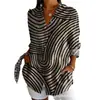 2024 Nuevo Otoño Transfronterizo Patrón Estampado Colorblock 3D Camisa Casual Holgada para Mujer Europea y Americana Top con Botones
