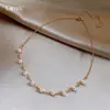 Colar de Pérola Redonda Banhado a Ouro Real 18K Estilo Francês Retrô, Corrente de Clavícula de Luxo Leve de Nicho, Acessório de Pescoço Versátil da Moda para Mulheres