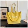 Bolso Tote Grande de Lona con Estampado de Letras de Moda para Mujer, Bolso Tote de Lona Simple de Gran Capacidad Casual Nuevo, Bolso de Hombro Versátil de Moda