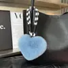 Lindo Conejo Rex Real Peluche Pequeño Corazón de Melocotón Llavero de Coche Colgante Lindo Bola de Felpa Corazón Mochila Escolar Colgante de Bolso Regalo