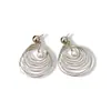 Pendientes Redondos Geométricos de Flor de Aguja Plateada Transfronterizos Europeos y Americanos Pendientes de Nicho de Gama Alta Pendientes de Moda Estilo Simple Minimalista