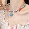 Colar Dopamina doce colorido arco-íris corrente clavícula 2023 novo popular personalizado com contas amor doce legal garota quente