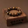 Pulseira de Pedra Olho de Tigre Amarelo, Pulseira Fina de Pedra Olho de Tigre Amarelo, Pulseira de Pedra Olho de Águia Olho de Gato Círculo Único Contas Redondas Jade Masculina e Feminina